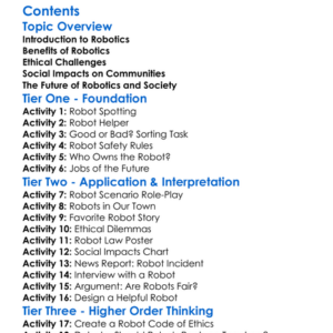 Ethical And Social Impacts Of Robotics Worksheet Activity Booklet