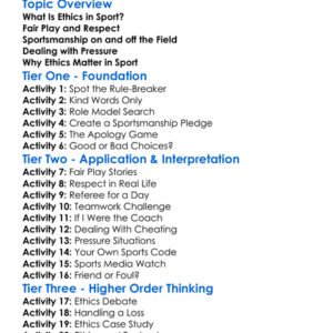 Ethical Behavior In Sport Worksheet Activity Booklet