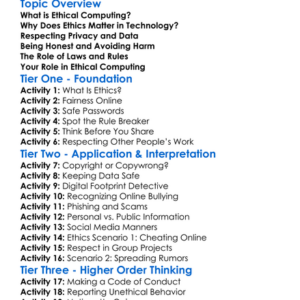 Ethical Computing Worksheet Activity Booklet