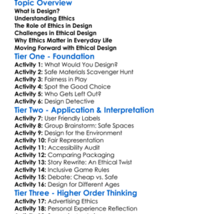 Ethical Considerations In Design Worksheet Activity Booklet
