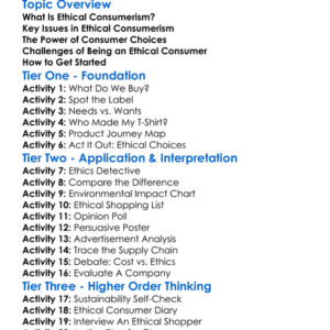 Ethical Consumerism Worksheet Activity Booklet