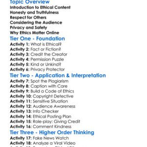 Ethical Content Creation Worksheet Activity Booklet