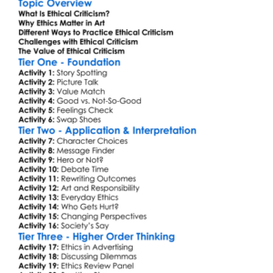 Ethical Criticism Worksheet Activity Booklet
