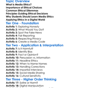 Ethical Decision-Making In Media Worksheet Activity Booklet