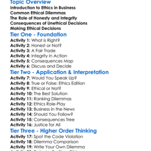 Ethical Dilemmas In Business Worksheet Activity Booklet