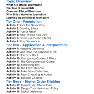 Ethical Dilemmas In Journalism Worksheet Activity Booklet