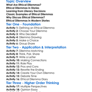 Ethical Dilemmas In Literature Worksheet Activity Booklet