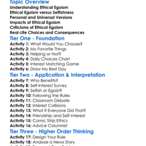 Ethical Egoism Worksheet Activity Booklet