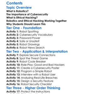 Ethical Hacking And Cybersecurity In Robotics Worksheet Activity Booklet