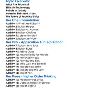 Ethical Implications Of Robotics Worksheet Activity Booklet