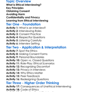 Ethical Interviewing Techniques Worksheet Activity Booklet