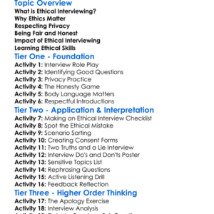 Ethical Interviewing Worksheet Activity Booklet