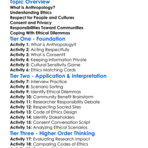 Ethical Issues In Anthropology Worksheet Activity Booklet