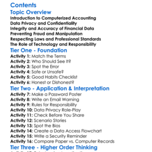 Ethical Issues In Computerized Accounting Worksheet Activity Booklet