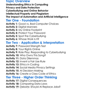 Ethical Issues In Computing Worksheet Activity Booklet