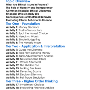Ethical Issues In Finance Worksheet Activity Booklet