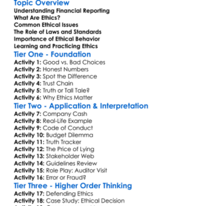 Ethical Issues In Financial Reporting Worksheet Activity Booklet