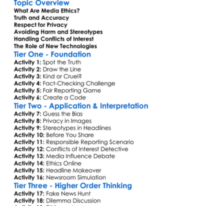 Ethical Issues In Media Worksheet Activity Booklet