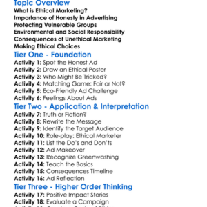 Ethical Marketing Worksheet Activity Booklet