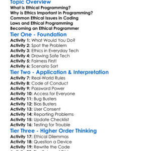 Ethical Programming Worksheet Activity Booklet
