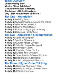 Ethical Relativism Worksheet Activity Booklet