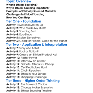 Ethical Sourcing Of Materials Worksheet Activity Booklet