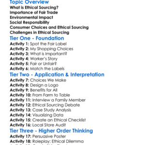 Ethical Sourcing Worksheet Activity Booklet