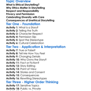Ethical Storytelling Worksheet Activity Booklet
