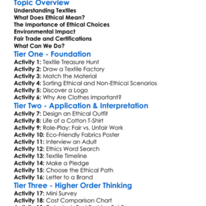 Ethical Textile Production Worksheet Activity Booklet