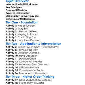Ethical Theories Utilitarianism Worksheet Activity Booklet