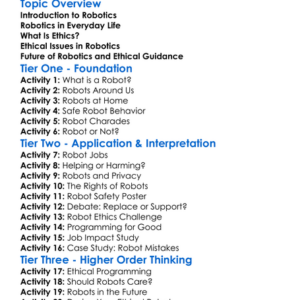 Ethics And Applications Of Robotics Worksheet Activity Booklet