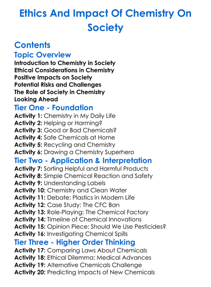 Ethics And Impact Of Chemistry On Society Worksheet Activity Booklet