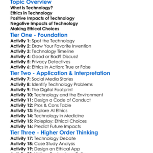 Ethics And Impacts Of Technology Worksheet Activity Booklet