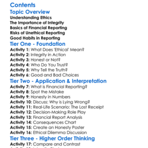 Ethics And Integrity In Financial Reporting Worksheet Activity Booklet