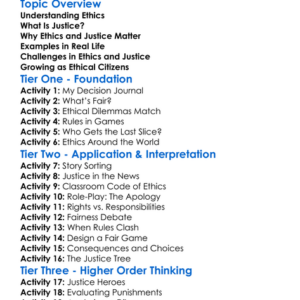 Ethics And Justice Worksheet Activity Booklet