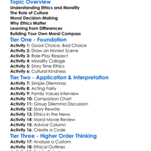 Ethics And Morality In Culture Worksheet Activity Booklet