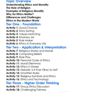 Ethics And Morality In Religion Worksheet Activity Booklet