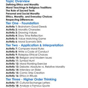 Ethics And Morality In Religions Worksheet Activity Booklet
