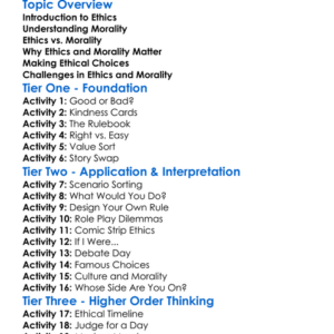 Ethics And Morality Worksheet Activity Booklet