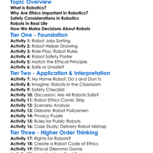 Ethics And Safety In Robotics Worksheet Activity Booklet