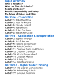 Ethics And Social Impact Of Robotics Worksheet Activity Booklet