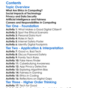 Ethics And Social Impacts Of Computing Worksheet Activity Booklet