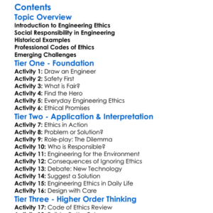Ethics And Social Responsibility In Engineering Worksheet Activity Booklet