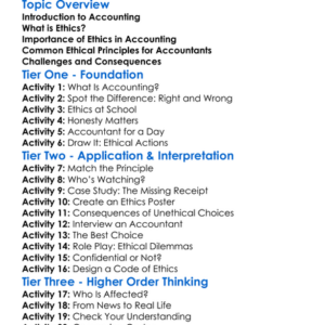 Ethics In Accounting Worksheet Activity Booklet