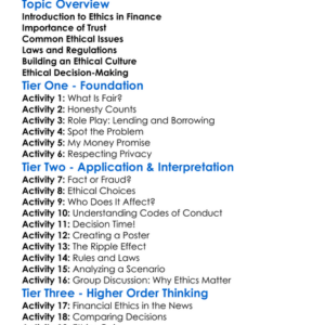Ethics In Finance Worksheet Activity Booklet