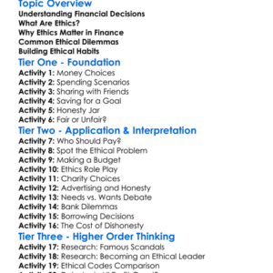 Ethics In Financial Decisions Worksheet Activity Booklet