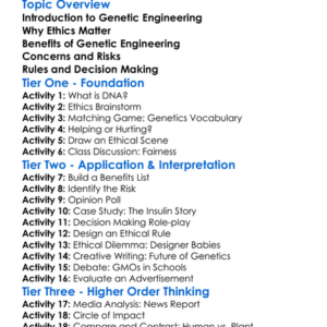 Ethics In Genetic Engineering Worksheet Activity Booklet