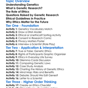 Ethics In Genetic Research Worksheet Activity Booklet