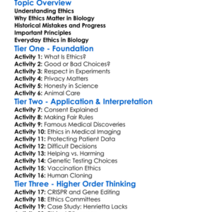 Ethics In Human Biology Worksheet Activity Booklet