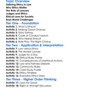 Ethics In Law Worksheet Activity Booklet
